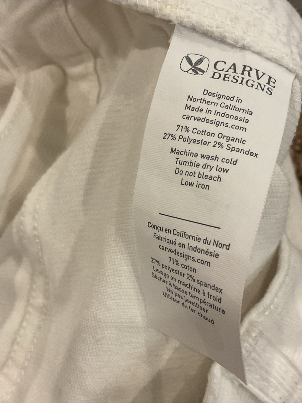 Carve Designs White Corduroy Bermuda Shorts Organic Cotton Size 10 - Picture 7 of 7